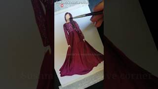 Drawing beautiful magenta colour dress #ytshorts #drawing #art #magentacolour #shorts #like #share