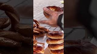 Istanbul Street food : SIMIT - delicious donut that can be filled with Nutella or cream cheese