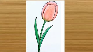 How to draw Tulip | Easy Tulip drawing |