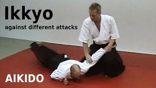 Aikido technique IKKYO against many different attacks, by Stefan Stenudd in 2003