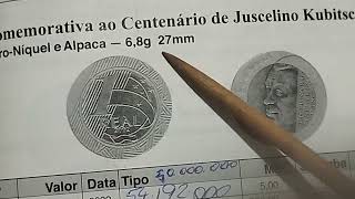 @1654-MOEDAS 1 REAL 2092-COMEMORATIVA CENTENARIO DE JUSCELINO KUBITSCHEK-#SHORTS