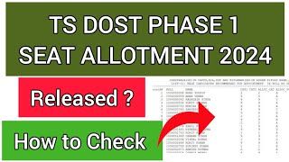 TS DOST Seat Allotment 2024 | How To Check TS DOST Seat Allotment 2024