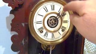 Antique Walnut 8 Day E Ingraham Parlor Mantel Clock Cathedral Gong Thermometer Level Bell Alarm