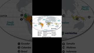 Equator : 0° Latitude (passed countries)  #upsc #bpsc #ssc #geography #shorts #viral