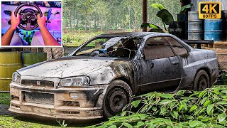 Rebuilding Drift Nissan Skyline GTR R34 | Forza Horizon 5 - Steering Wheel Gameplay