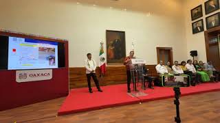 Conferencia de Prensa del gobernador Salomón Jara Cruz desde el palacio de gobierno de Oaxaca