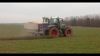 Dünger streuen mit Fendt Vario 714 , Bogballe , Case Maxxum 140 und Reisch