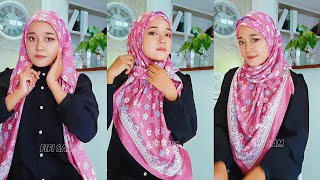 TUTORIAL HIJAB SEGI EMPAT SCARVE DETAIL STEP BY STEP MENUTUP DADA