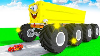 McQueen Giant Transforming to GIANT SPONGEBOB BTR in Teardown!