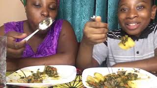 Mukbang  Plaintain &Yam Vegetable sauce