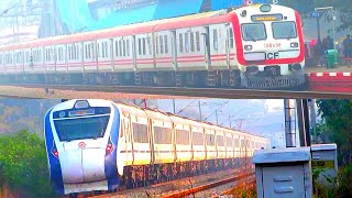 Beautiful MEMU DEMU trains + Vande Bharat Trains Curving & Track Sounds | Indian Railways