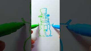 Dibujo muñeco de nieve a 2 manos. #videoshorts #drawing #art #dibujo #snowman #shorts #nieve #muñeco