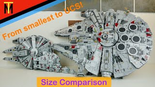 Millenium Falcon size comparison (almost all sizes)