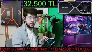 Öpülmeden Ryzen 5 7600X RTX 3080 Monitörlü Pc Toplama