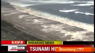 Japan Tsunami   Wall of Water   March 2011   Raw Footage