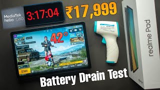 Realme Pad BGMI Battery Drain Test 100% - 0% Heating, Max Graphics 🔥 MediaTek G80 Gaming Review