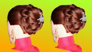 Cute bun hairstyle for medium and long hair | jura hairstyle | bun for wedding function | bun |