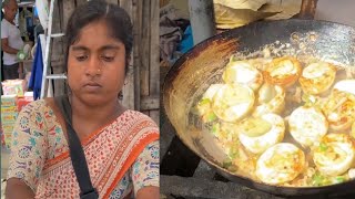 Hardworking Aunty Selling Boiled Egg Fry in Kolkata. !! Street Food Kolkata