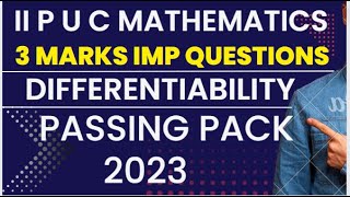 Passing Package/Scoring Package/3 Marks Questions/II P U C Maths/Differentiability