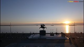 Thessaloniki Makedonia Greece Sunset January 2019 - DJI Mavic Pro footage