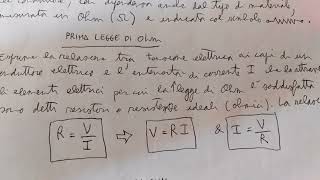 Elettricita': Forza Elettromotrice, Resistenza Elettrica, Leggi di Ohm