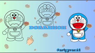 How to Draw 👀Cute Doraemon👀Step By Step #trending #viral #youtuber #kids #doraemon #nobita #reels