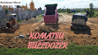 Whole Video! New Project KOMATSU DOZER Pushing Landfill,Truck5T Uploading, it's Impressive Project.