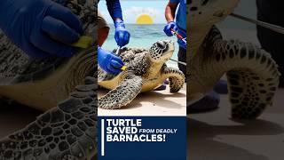 Ocean Rescue! Removing Barnacles from Turtle #shorts