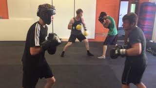 Boxing sparring at Pro Systems BJJ Gloucester