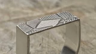 Bottlebee: Making a geometric patterned flat top sterling silver ring