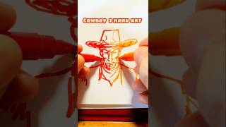 Cowboy dibujo a 2 manos #drawing #videoshorts #dibujo #art #cowboy #western #shorts #2hand #vaquero