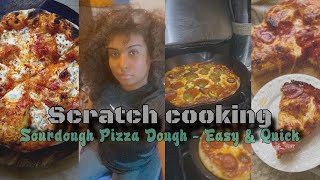 QUICK AND EASY SOURDOUGH DISCARD PIZZA DOUGH | THIN CRUST #homesteadcooking #sourdough #pizza