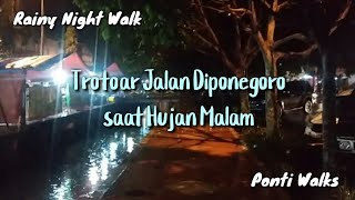 Trotoar Jalan Diponegoro Kota Pontianak - Walking Hujan Malam