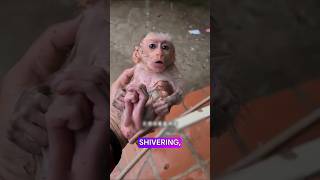 Kind man saves a helpless monkey lying on the street #shorts