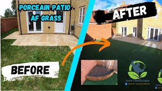 porcelain patio and artificial grass how to lay time-lapse how i landscape, how to build