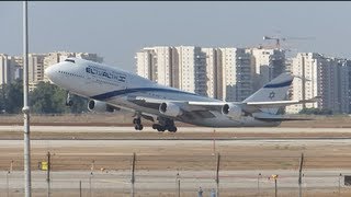 Insanely Heavy Takeoff | LLBG-TLV-Ben Gurion | 747-400 | EL-AL