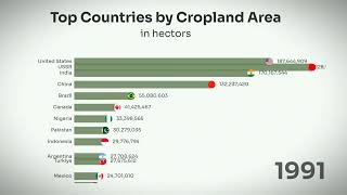 Top Countries by Cropland Area 1961-2021