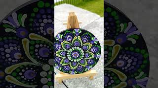 Mandala Dot Painting #purple#green#mandala#easy#dot#for beginners#coasters#diy