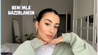 FAVORİ SAÇ VE MAKYAJIM | Benimle Hazırlanın, Bella Hadid Topuzu, Nasıl Eyeliner Çekiyorum?