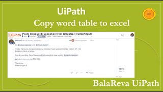 UiPath copy word table and paste into an excel file