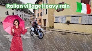 Italy beautiful village Heavy rain walking tour | walking in heavy rain 🌧️ | Walk with me