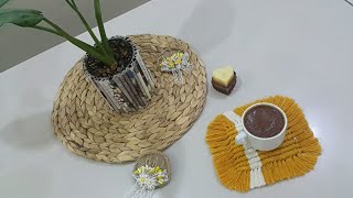 Makrome Kare Bardak Altlığı 🌼  Yapımı Macrame Coaster Dıy