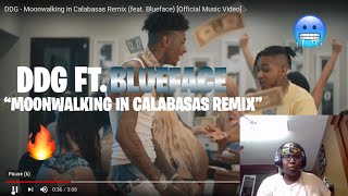 DDG - MOONWALKING IN CALABASAS REMIX (FEAT. BLUE FACE) [OFFICAL VIDEO] REACTION