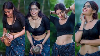 Mallu model Nazmi hashim latest black saree hot photoshoot video❣️🖤🤍#mallumodel#actresshot