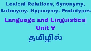 Lexical Relations| Synonymy, Antonymy, Hyponymy, Prototypes| Language and Linguistics| தமிழில்