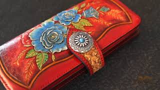 VÍ DÀI CHẠM KHẮC CAO CẤP - Luxury carving  leather handmade long wallet