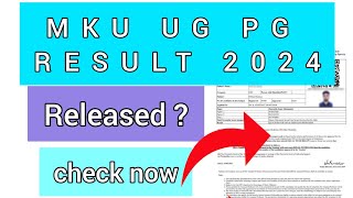 MKU UG PG Result 2024 | How To Check MKU UG PG Result 2024