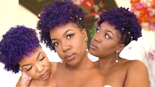 CUTE 3 STRAND TWISTOUT HAIRSTYLE FOR NATURAL HAIR| USING PURPLE HAIR PAINT WAX FOR THE 1ST TIME