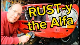 Alfa Romeo GTV 105 Bertone front crossmember How to RUST repair Part 1 and anti-roll bar removal