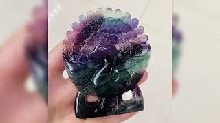 Fluorite Peacock Hand Carved Fluorite Peacock